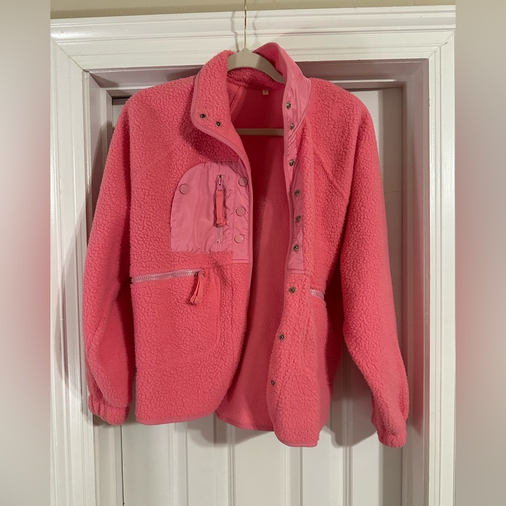 Women's Coral Pink Fleece Jacket